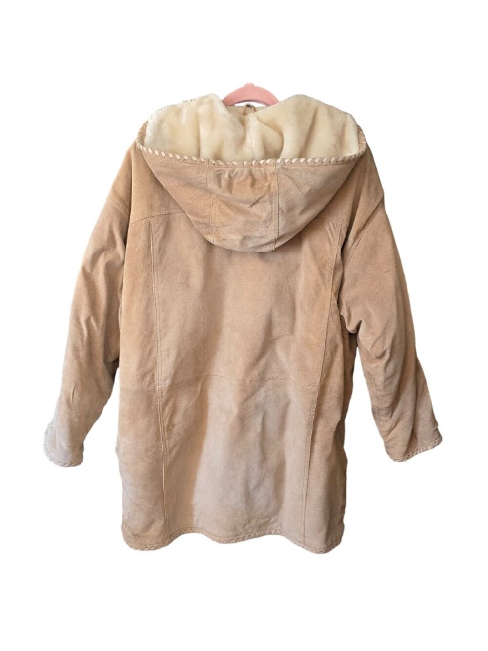Weathervane Vintage Suede Leather Coat Med Hooded Fleece Western Cowgirl Jacket - Picture 12 of 12